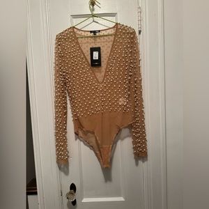 Beaded see through body suit
